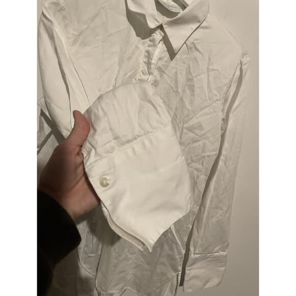 THE SHIRT COMPANY White Organic Cotton‎ Cuff Collared Shirt Large - Picture 4 of 7